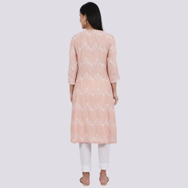 Embroidered Flared Rayon Kurta - Image 3