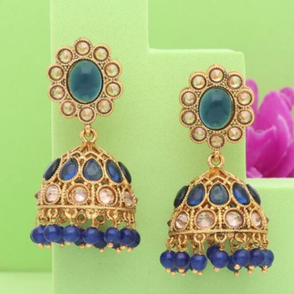 Fancy Navy Blue Jhumka Earrings