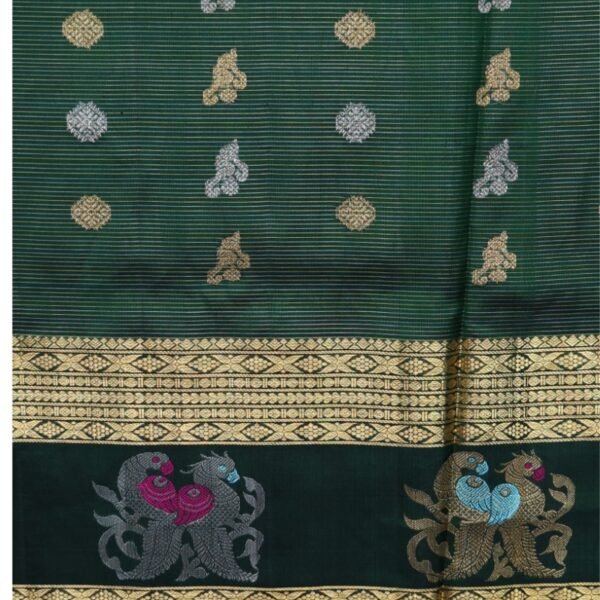 Gadwal Silk Dark Green Saree - Image 4