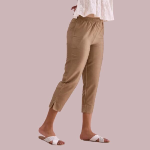 Gold Poly Modal Cropped Metallic Pants - Image 2