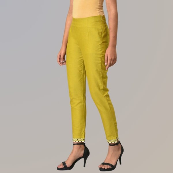 Green Embroidered Slim Pants - Image 2