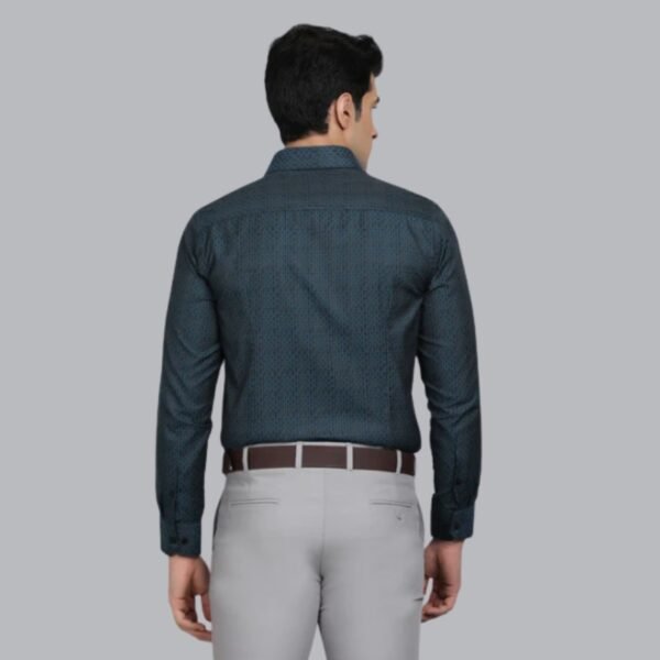 Green Printed Slim Fit Formal Shirt - Image 3