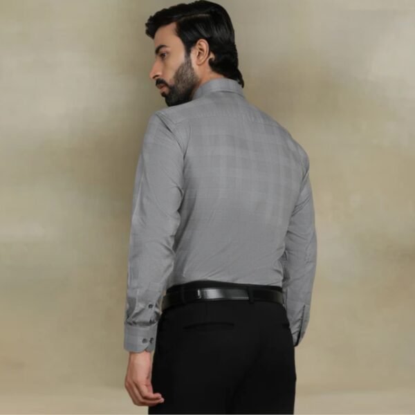 Grey Checked Regular Fit Formal Shirt - Image 2