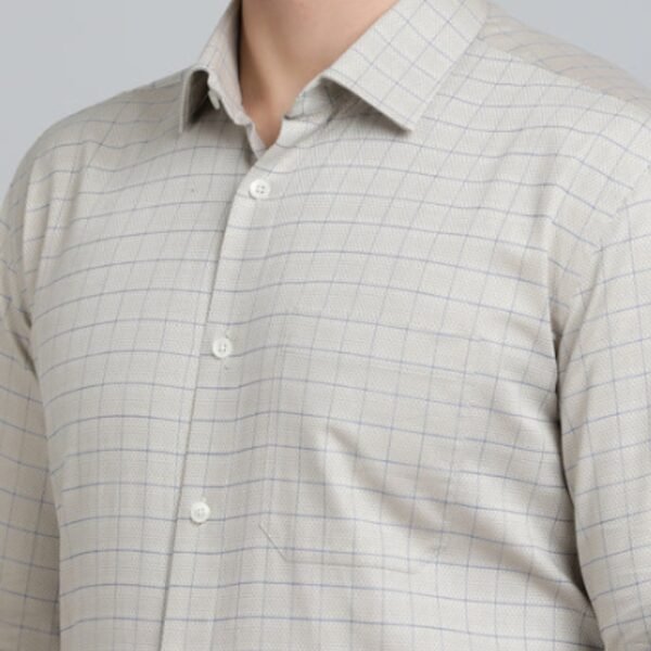 Grey Checked Regular Fit Formal Shirt - Image 3