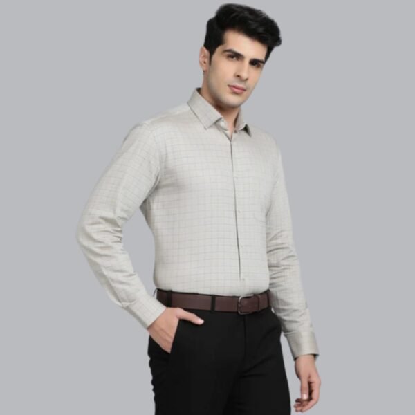 Grey Checked Regular Fit Formal Shirt - Image 4