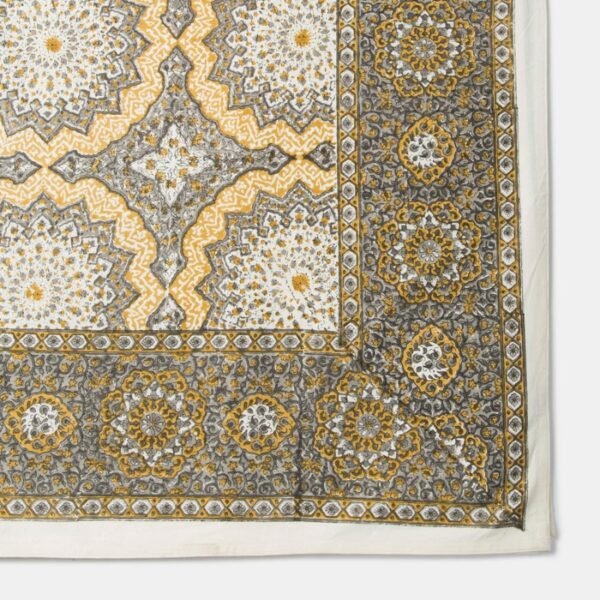 Grey Cotton Hand Block Printed Bed Cover - Image 4