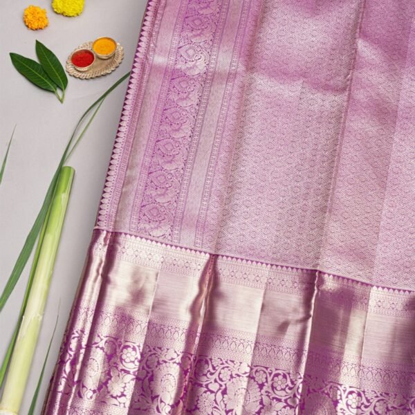 Kancheepuram Silk Parrot Green Saree - Image 3