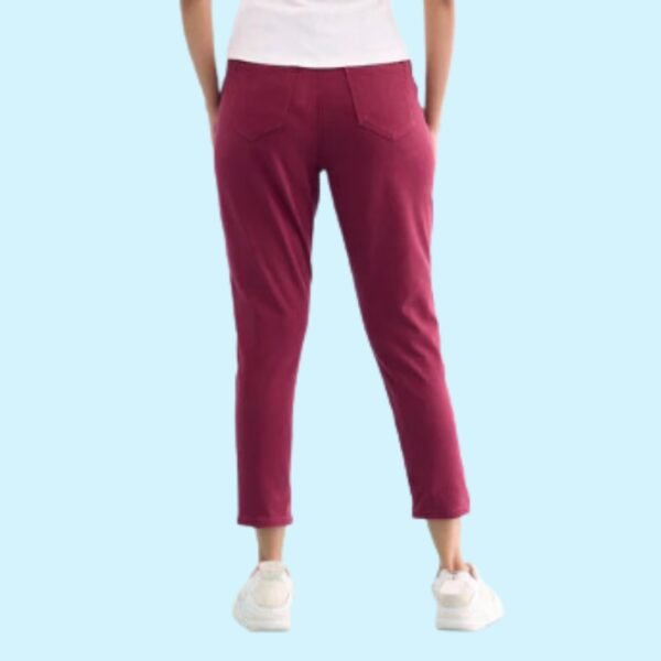 Maroon Cotton Poly Stretch Cropped Colored Jeggings - Image 3