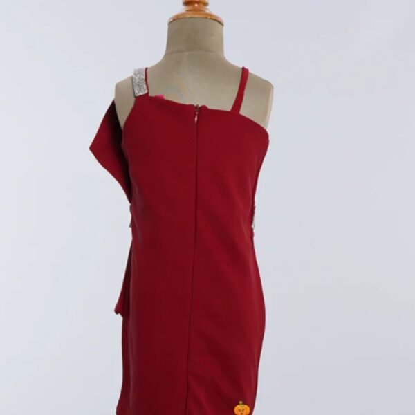 Maroon Pleated Midi for Girls - Image 3