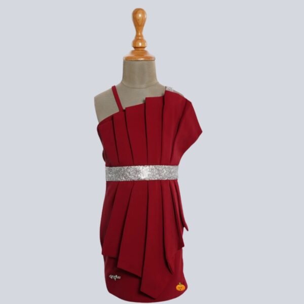 Maroon Pleated Midi for Girls