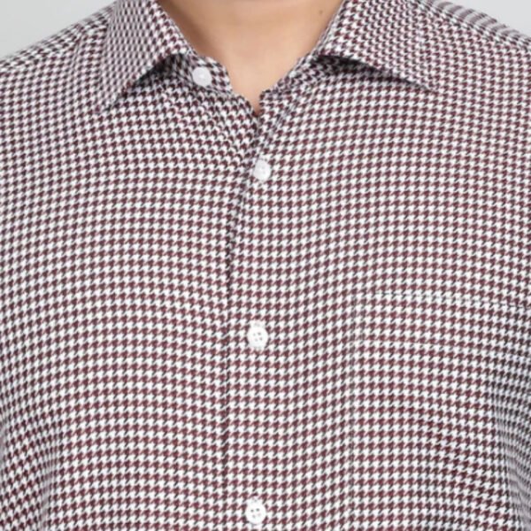 Maroon Printed Slim Fit Formal Shirt - Image 4