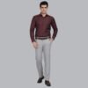 Maroon Striped Slim Fit Formal Shirt - Image 2