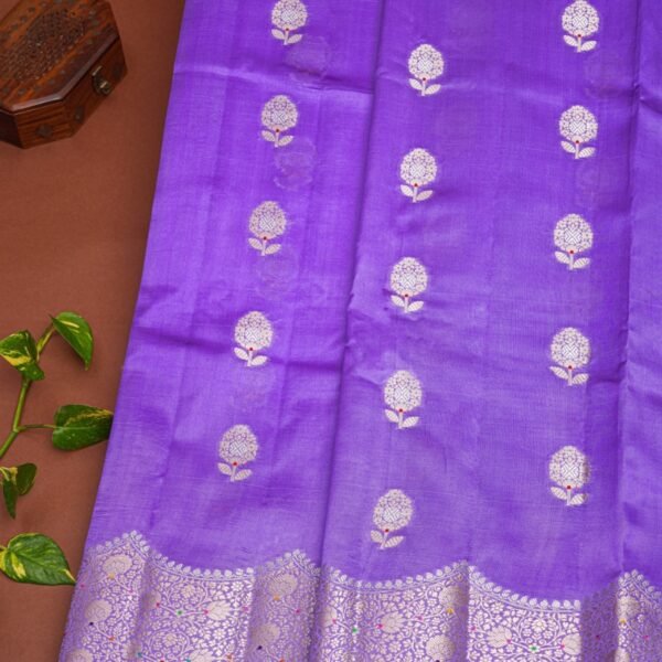 Matka Silk Lavender Saree - Image 2