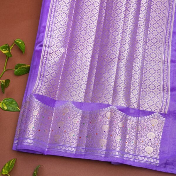 Matka Silk Lavender Saree - Image 3
