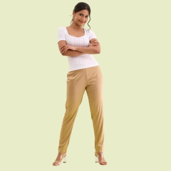 Medium Gold Polyester Shiny Pants