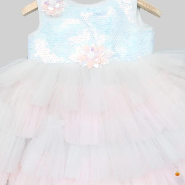 Multi Sequin Net Frock for Baby Girl - Image 2