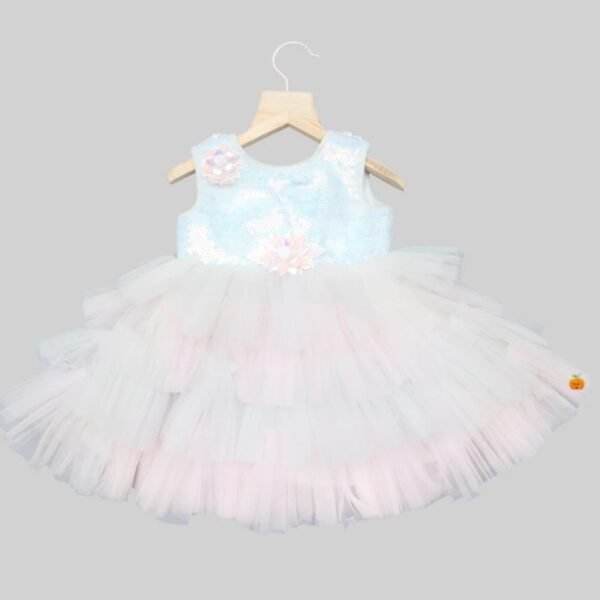 Multi Sequin Net Frock for Baby Girl
