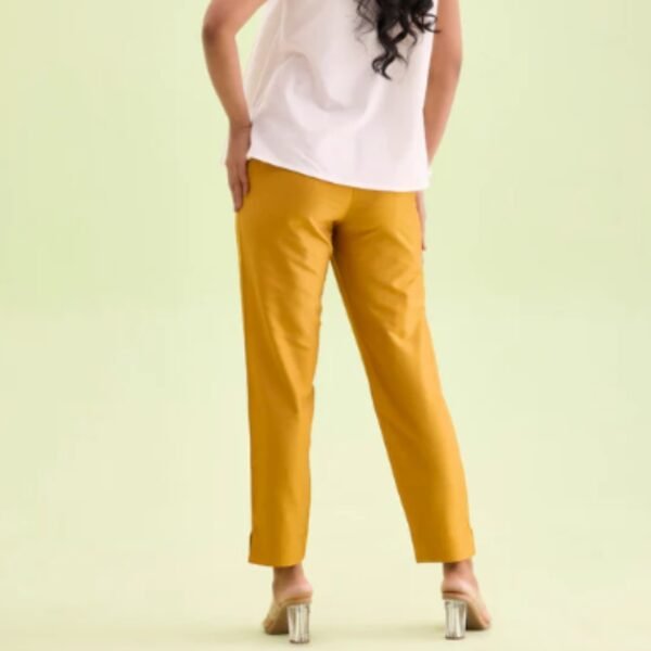 Mustard Poly Modal Metallic Pants - Image 4