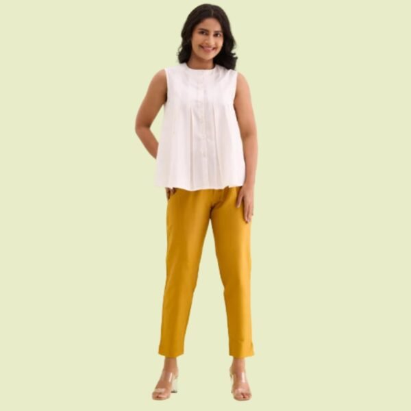 Mustard Poly Modal Metallic Pants