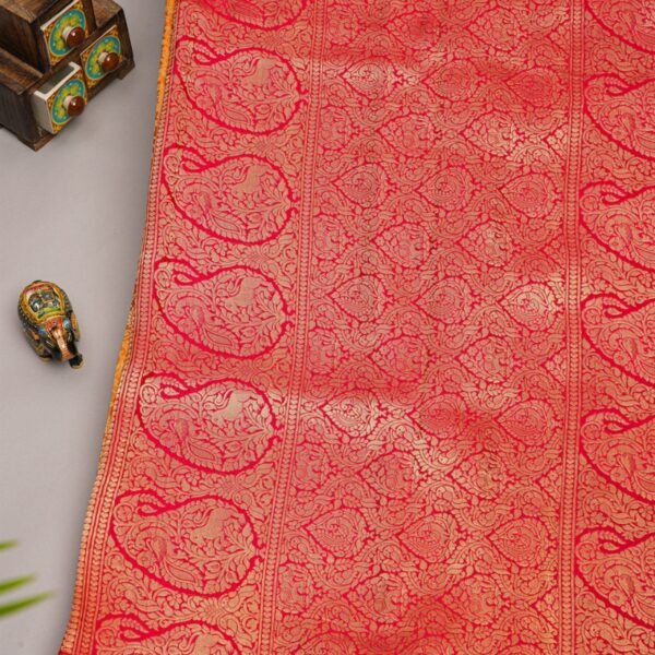 Mysore Crepe Mustard Saree - Image 2