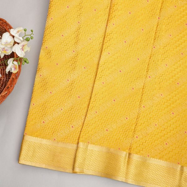 Mysore Crepe Mustard Saree - Image 2