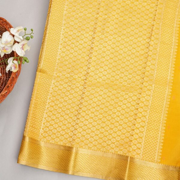 Mysore Crepe Mustard Saree - Image 3