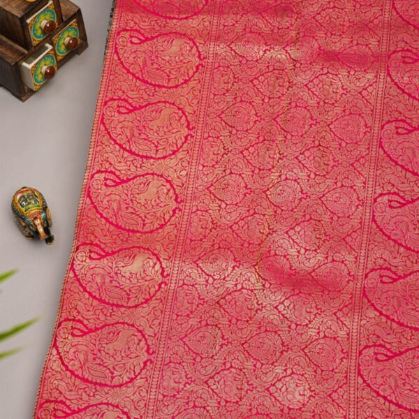 Mysore Crepe Teal Blue Saree - Image 4