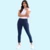 Navy Cotton Poly Stretch Cropped Colored Jeggings