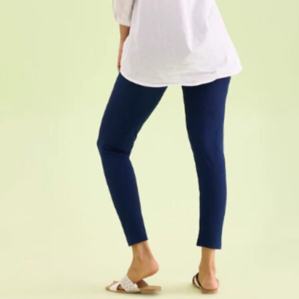 Navy Drop Needle Fabric Rib Leggings - Image 3