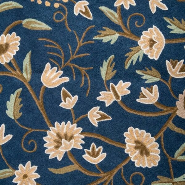 Navy Wool Woven Chain Stitch Dhurrie - Image 3