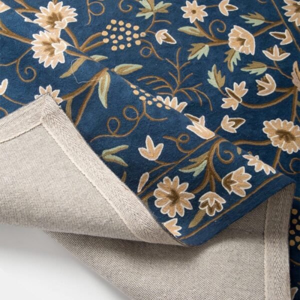 Navy Wool Woven Chain Stitch Dhurrie - Image 4