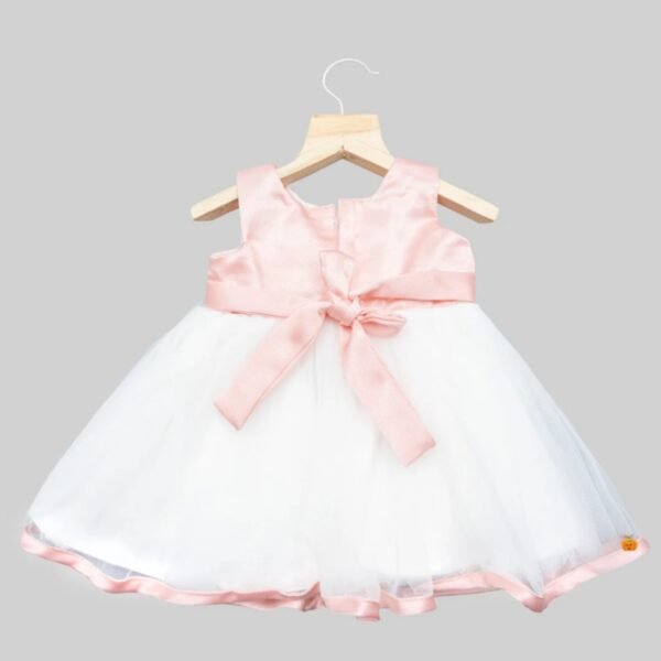 Peach Bow Pattern Baby Frock - Image 3