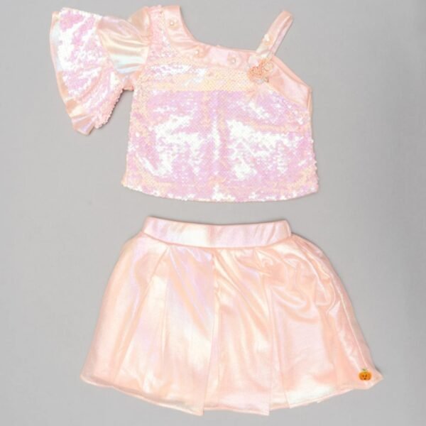 Peach Sequin Skirt & Top for Kids