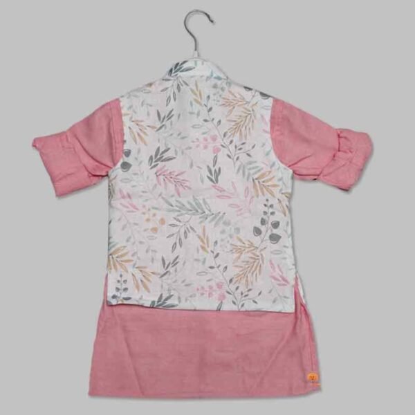 Pink Kurta Pajama for Boys with Stylish Jacket - Image 4