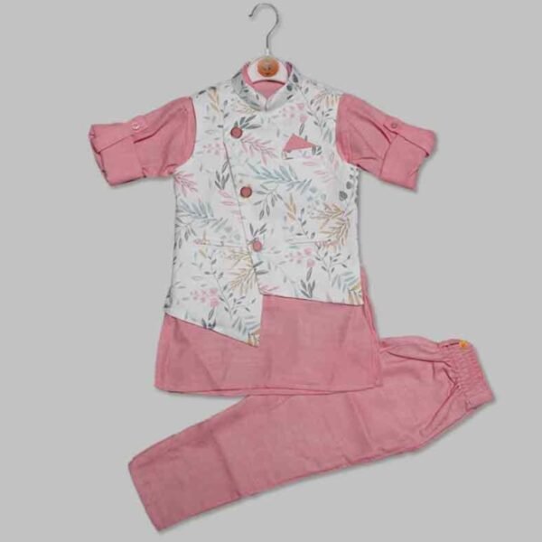 Pink Kurta Pajama for Boys with Stylish Jacket