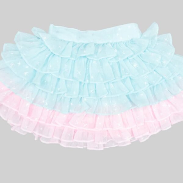 Pink & Peach Layered Skirt Top for Girls - Image 3