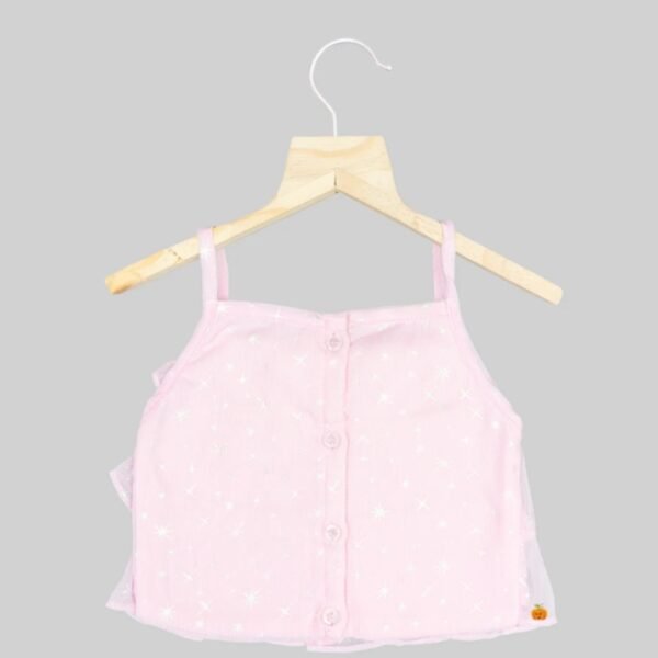 Pink & Peach Layered Skirt Top for Girls - Image 4