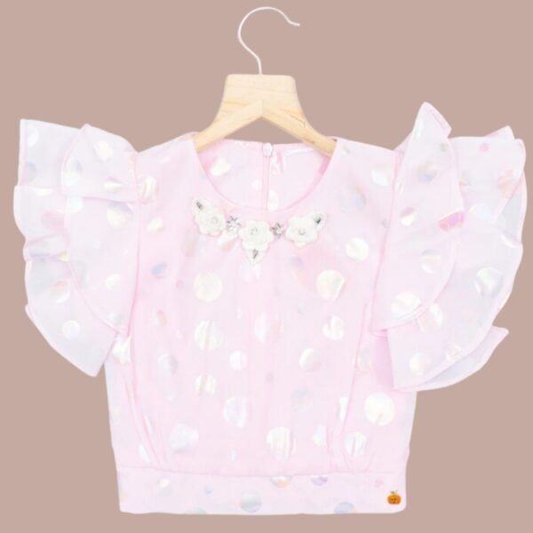 Pink Polka Dots Skirt & Top for Girls - Image 2