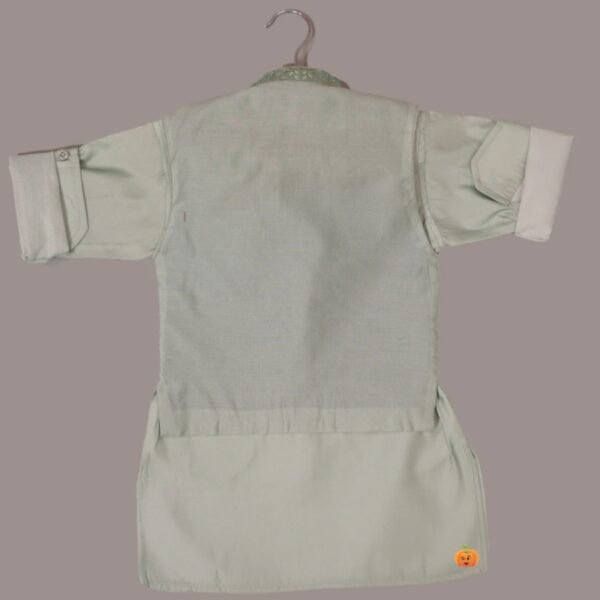 Pista & Onion Boys Kurta Pajama with Nehru Jacket - Image 3