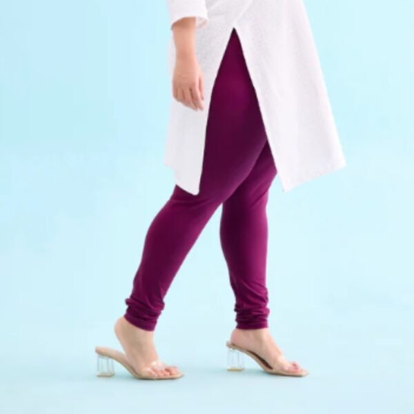 Plum Cotton Stretch Churidar - Image 2