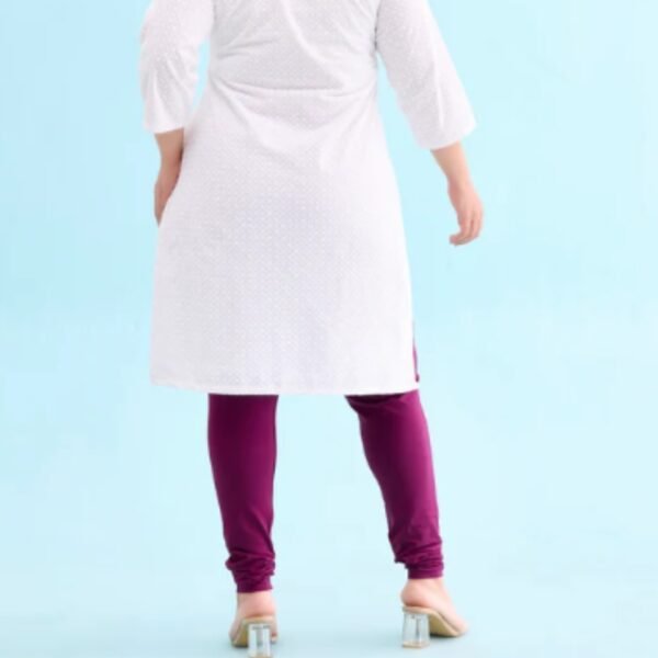 Plum Cotton Stretch Churidar - Image 3