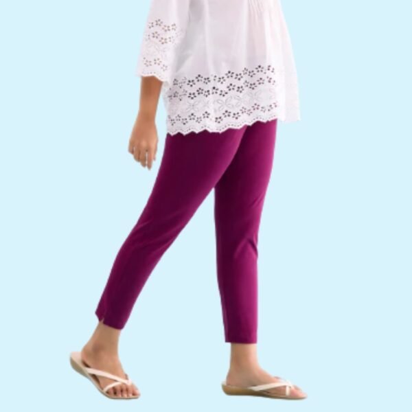 Plum Cotton Stretch Kurti Pants - Image 2