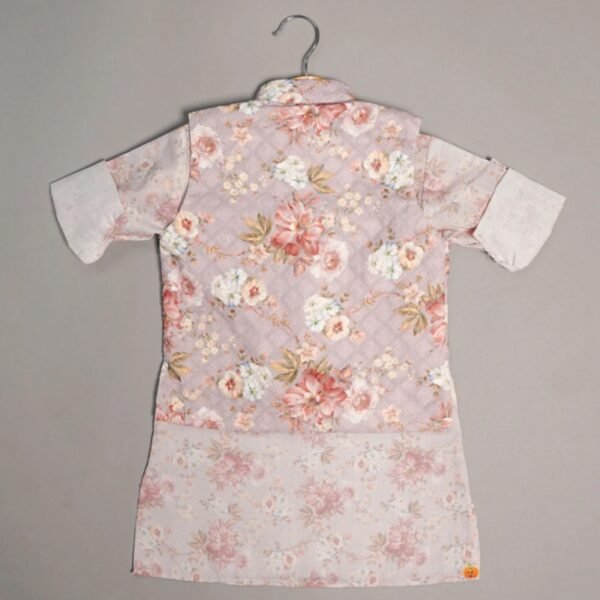 Printed Boys Kurta Pajama with Nehru Jacket - Image 3