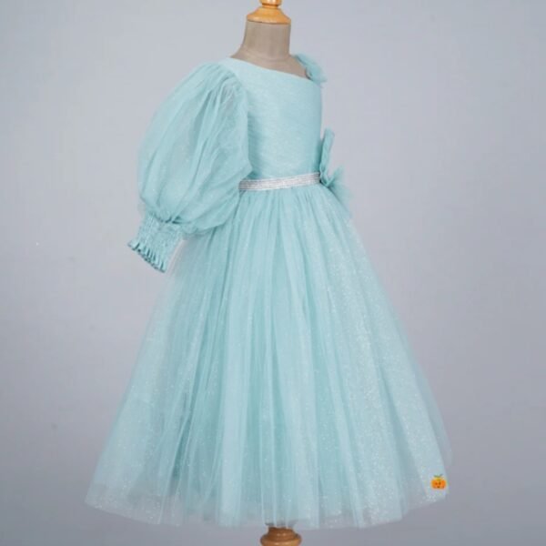 Puffy Sleeve Long Net Gown for Girls - Image 2