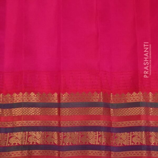 Pure gadwal silk saree maroon and pink with annam zari woven buttas and temple deisgn zari woven border - Image 4