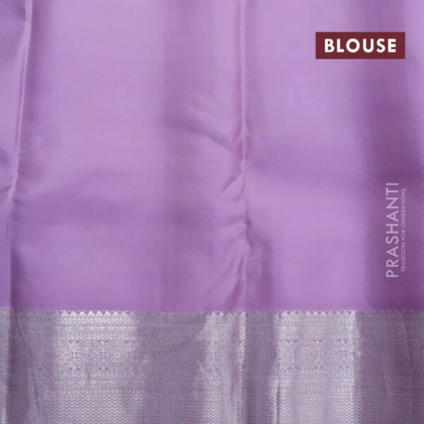 Pure kanchipuram silk saree black and lavender with allover silver zari woven brocade weaves and silver zari woven border - Image 4