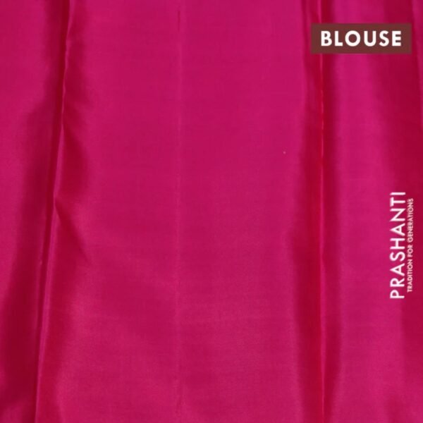 Pure kanchipuram silk saree sandal and pink with allover self emboss and zari woven border - Image 4