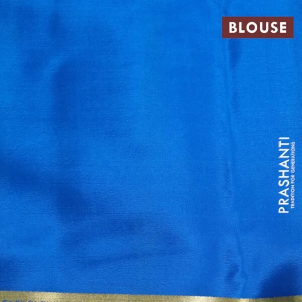 Pure mysore silk saree greyish blue and cs blue with plain body and zari woven border - Image 4