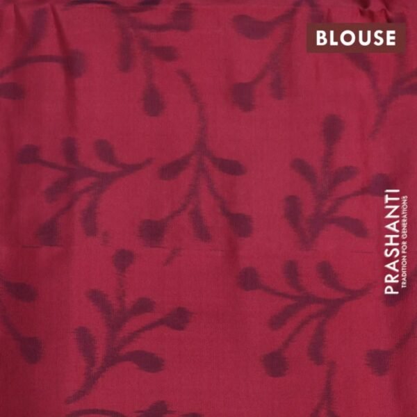 Pure soft silk saree beige and maroon shade with allover copper zari woven butta wevaes and ikat style border - Image 4