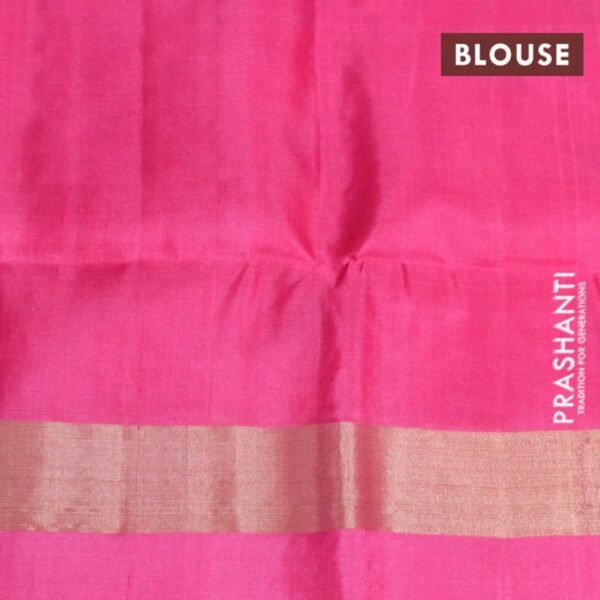 Pure soft silk saree cream and pink with allover zari woven buttas and zari woven border - Image 4